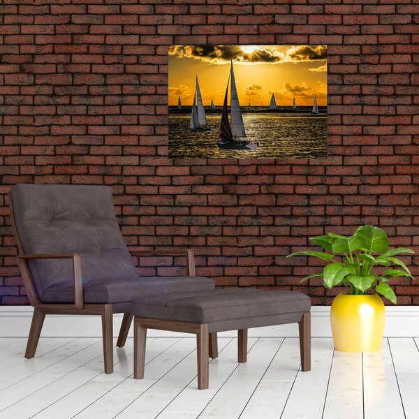 Slika jahte u zalasku sunca (70x50 cm)