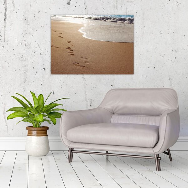 Slika - otisci stopala u pijesku i more (70x50 cm)