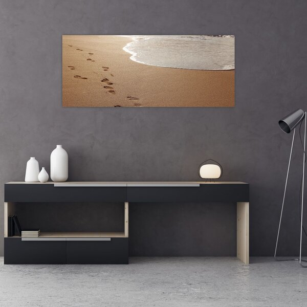 Slika - otisci stopala u pijesku i more (120x50 cm)