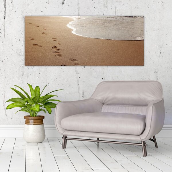Slika - otisci stopala u pijesku i more (120x50 cm)