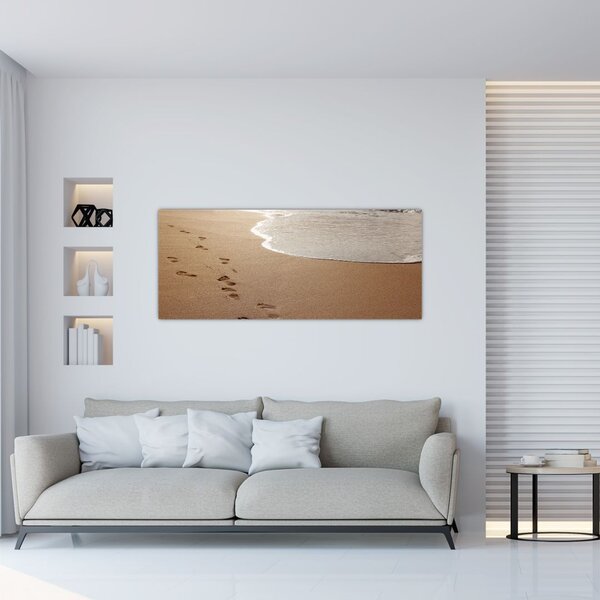 Slika - otisci stopala u pijesku i more (120x50 cm)