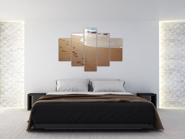 Slika - otisci stopala u pijesku i more (150x105 cm)