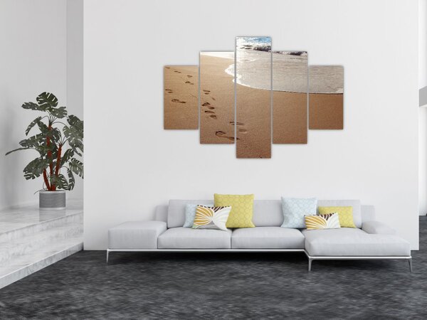 Slika - otisci stopala u pijesku i more (150x105 cm)