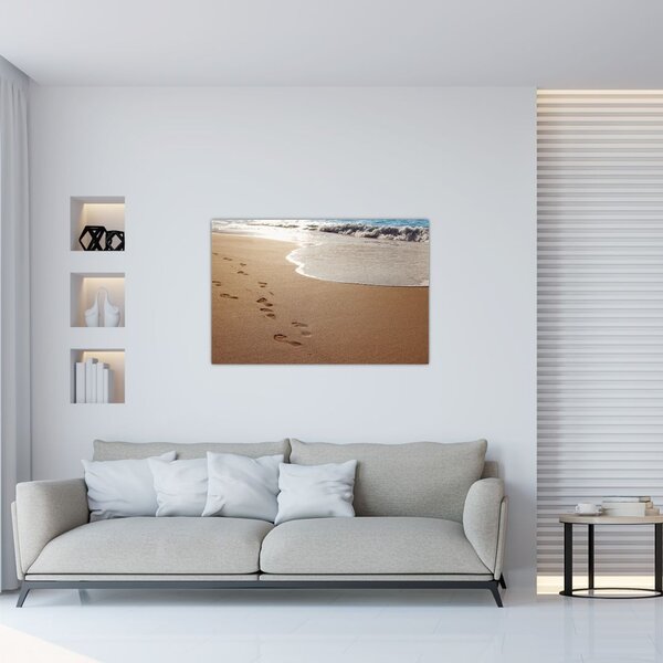 Slika - otisci stopala u pijesku i more (90x60 cm)