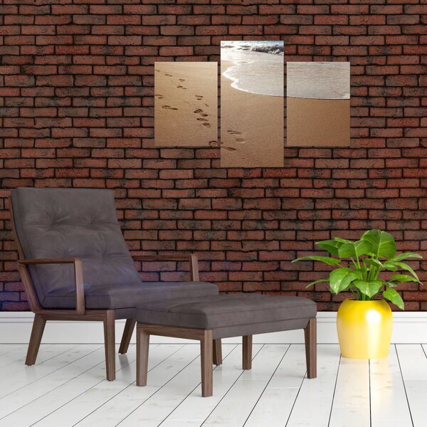 Slika - otisci stopala u pijesku i more (90x60 cm)