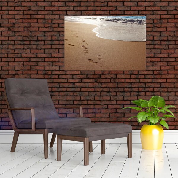 Slika - otisci stopala u pijesku i more (90x60 cm)