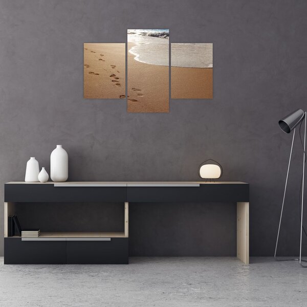 Slika - otisci stopala u pijesku i more (90x60 cm)