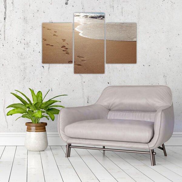 Slika - otisci stopala u pijesku i more (90x60 cm)