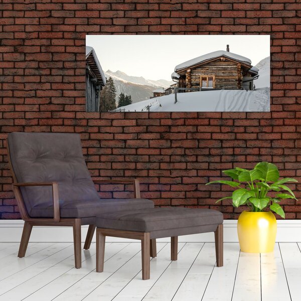 Slika - planinarska koliba u snijegu (120x50 cm)