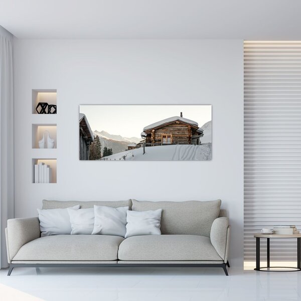 Slika - planinarska koliba u snijegu (120x50 cm)