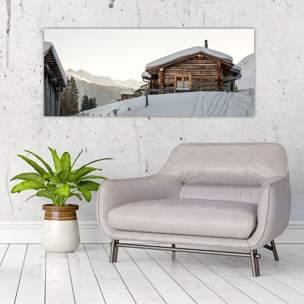 Slika - planinarska koliba u snijegu (120x50 cm)