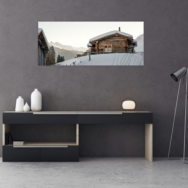 Slika - planinarska koliba u snijegu (120x50 cm)