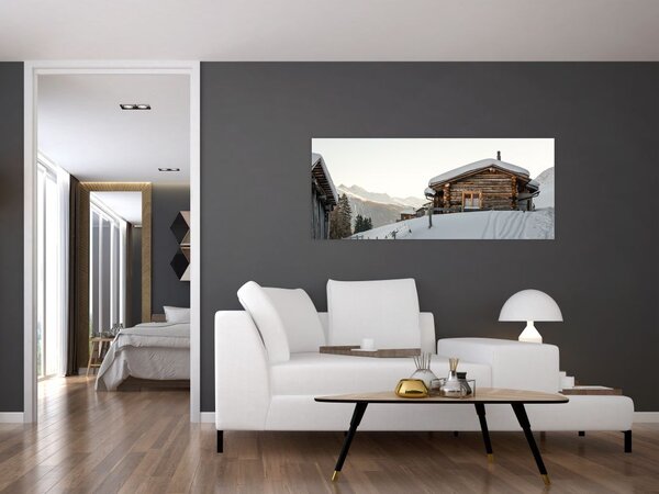 Slika - planinarska koliba u snijegu (120x50 cm)