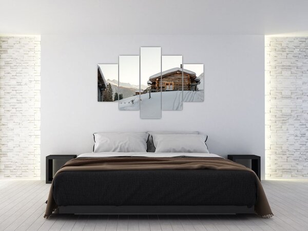 Slika - planinarska koliba u snijegu (150x105 cm)