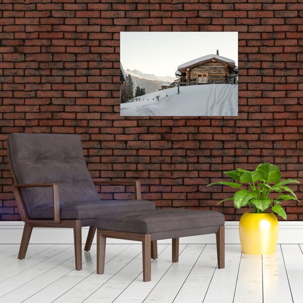 Slika - planinarska koliba u snijegu (70x50 cm)
