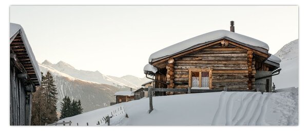 Slika - planinarska koliba u snijegu (120x50 cm)