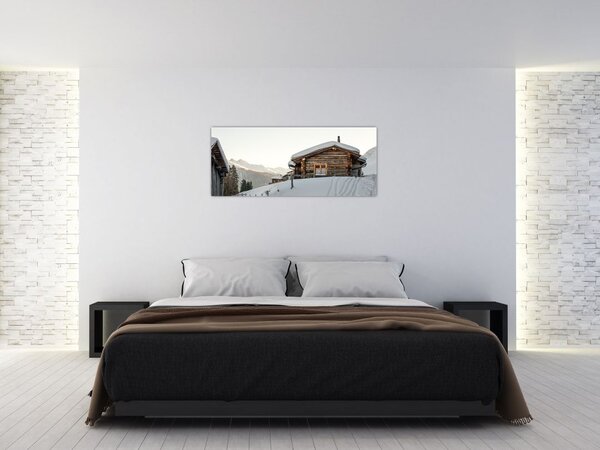 Slika - planinarska koliba u snijegu (120x50 cm)