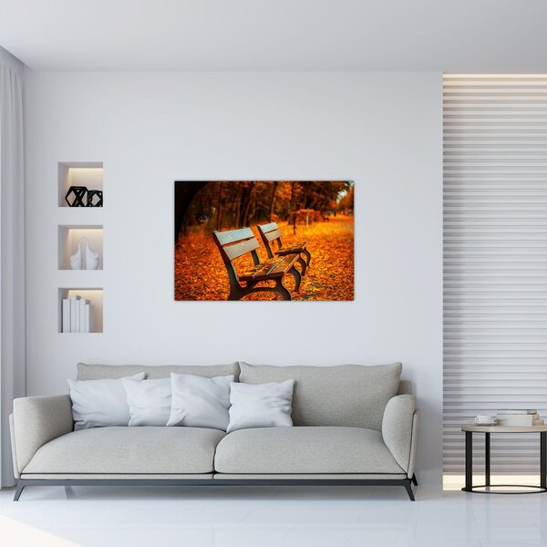 Slika klupe u jesen (90x60 cm)