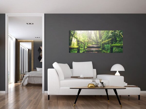 Slika - drvene stepenice u šumi (120x50 cm)