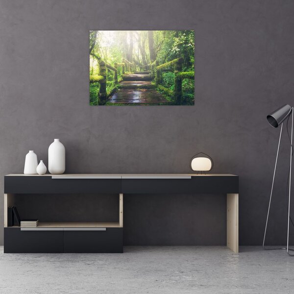 Slika - drvene stepenice u šumi (70x50 cm)