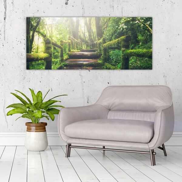 Slika - drvene stepenice u šumi (120x50 cm)