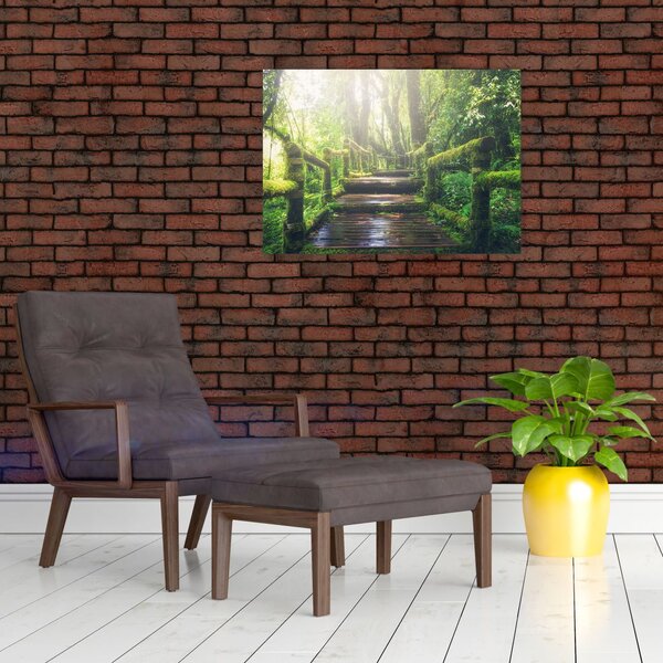 Slika - drvene stepenice u šumi (70x50 cm)