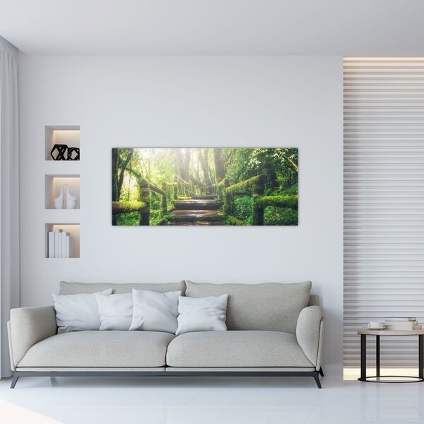 Slika - drvene stepenice u šumi (120x50 cm)