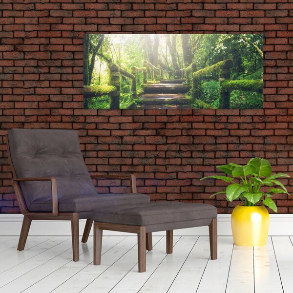 Slika - drvene stepenice u šumi (120x50 cm)