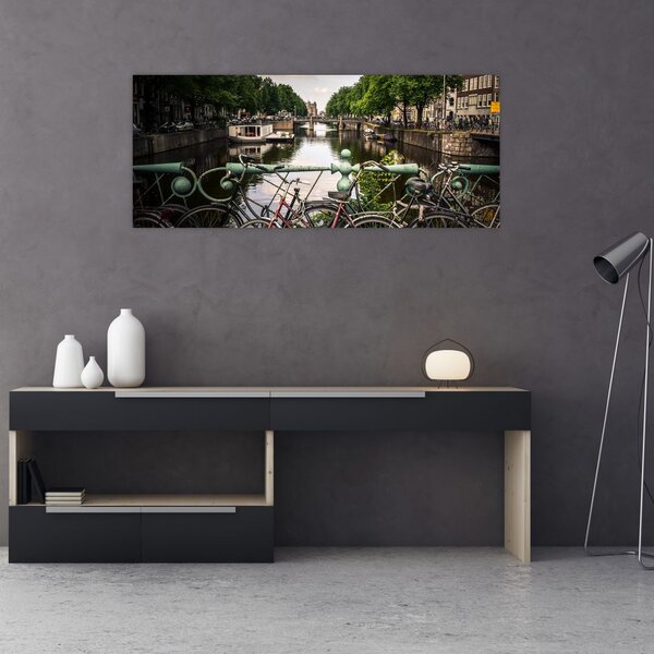 Slika bicikla u gradu (120x50 cm)
