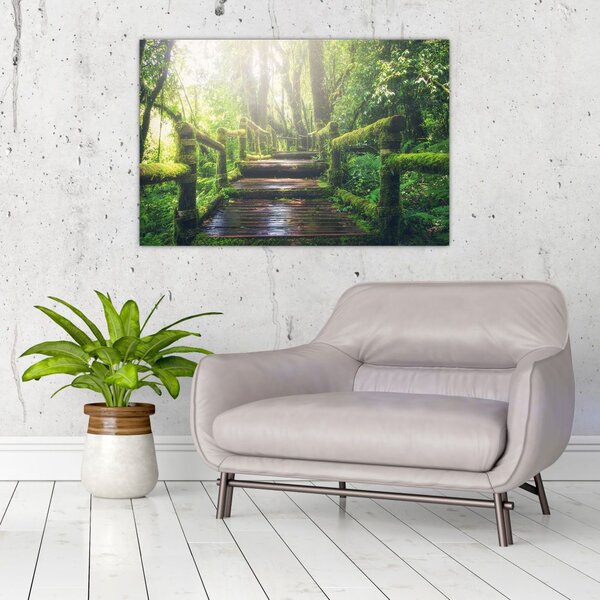 Slika - drvene stepenice u šumi (90x60 cm)