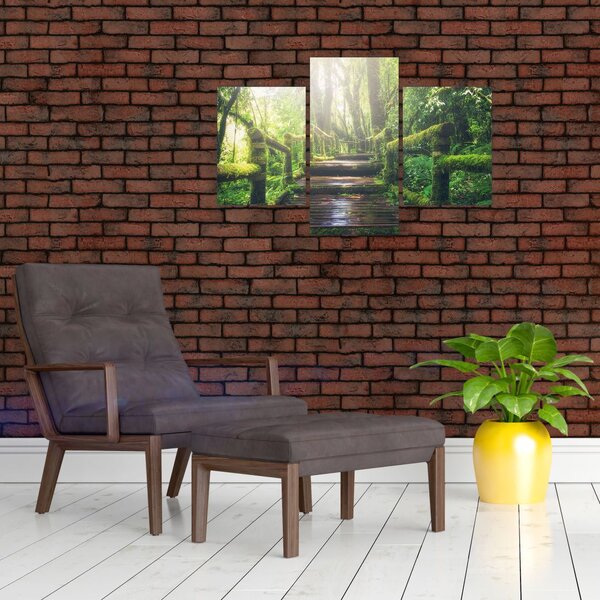 Slika - drvene stepenice u šumi (90x60 cm)