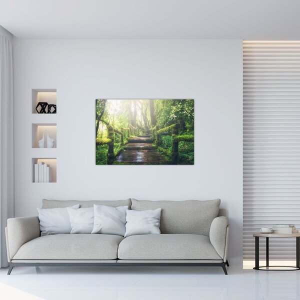Slika - drvene stepenice u šumi (90x60 cm)