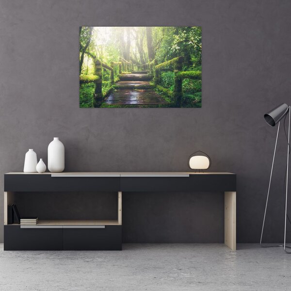 Slika - drvene stepenice u šumi (90x60 cm)