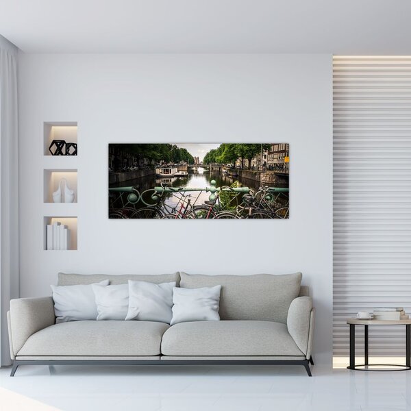 Slika bicikla u gradu (120x50 cm)