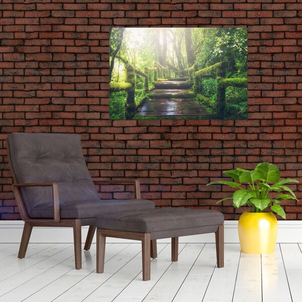 Slika - drvene stepenice u šumi (90x60 cm)