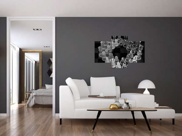 Slika - crno-bijeli šah (90x60 cm)