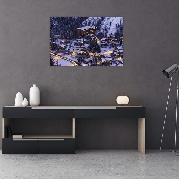 Slika - planinski zimski grad (90x60 cm)