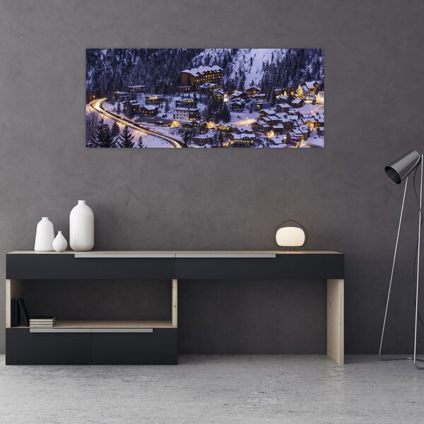 Slika - planinski zimski grad (120x50 cm)