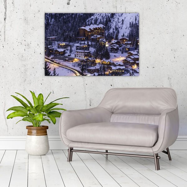Slika - planinski zimski grad (90x60 cm)