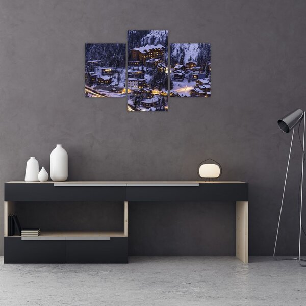 Slika - planinski zimski grad (90x60 cm)