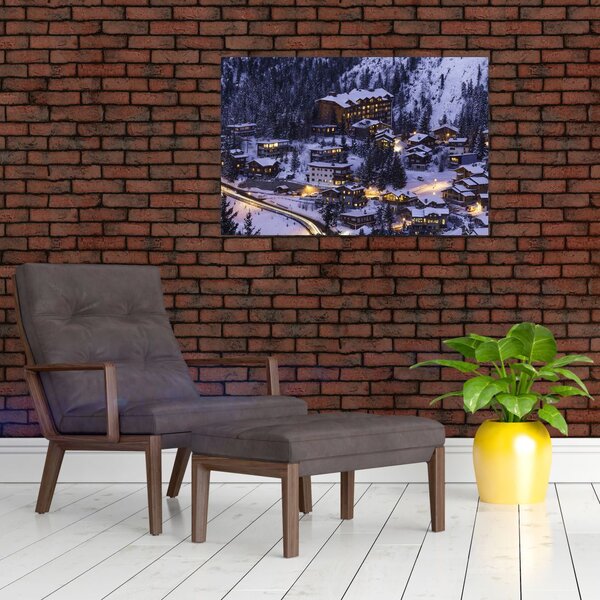 Slika - planinski zimski grad (90x60 cm)