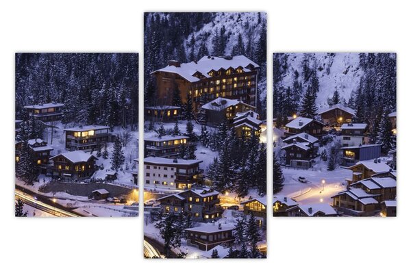 Slika - planinski zimski grad (90x60 cm)