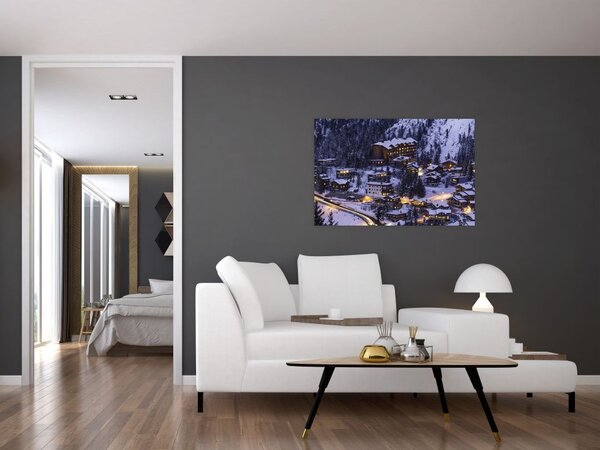 Slika - planinski zimski grad (90x60 cm)