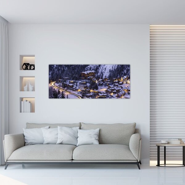 Slika - planinski zimski grad (120x50 cm)