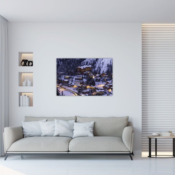 Slika - planinski zimski grad (90x60 cm)