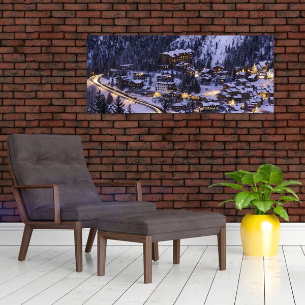Slika - planinski zimski grad (120x50 cm)