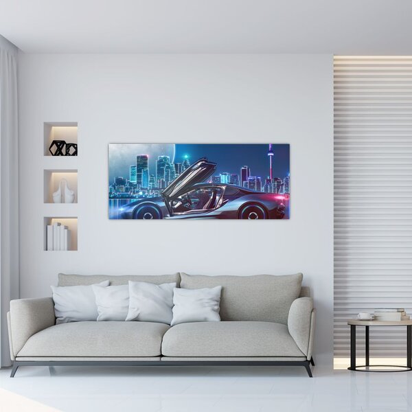 Slika trkaćeg automobila noću (120x50 cm)
