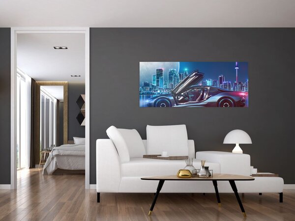 Slika trkaćeg automobila noću (120x50 cm)