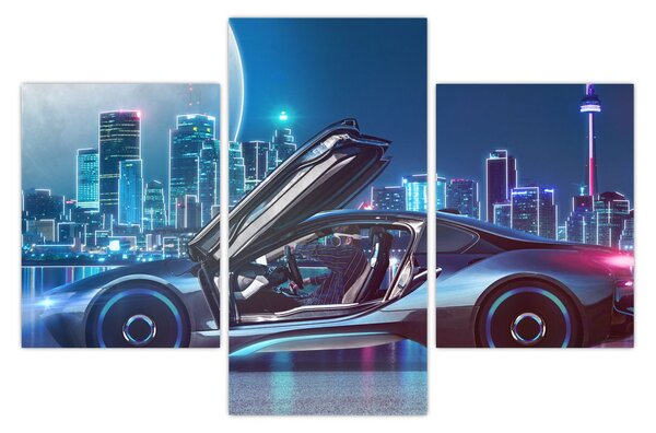 Slika trkaćeg automobila noću (90x60 cm)