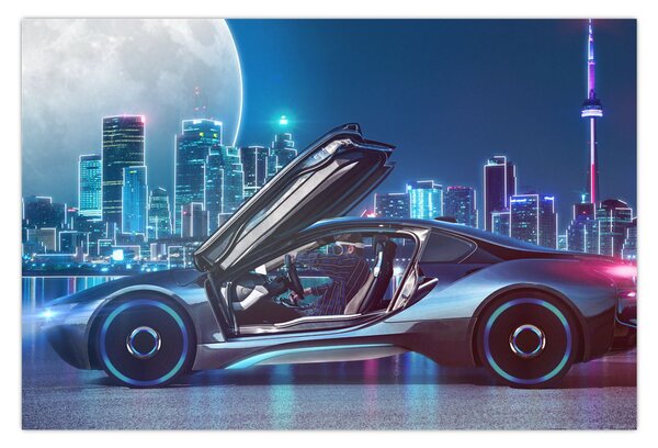 Slika trkaćeg automobila noću (90x60 cm)